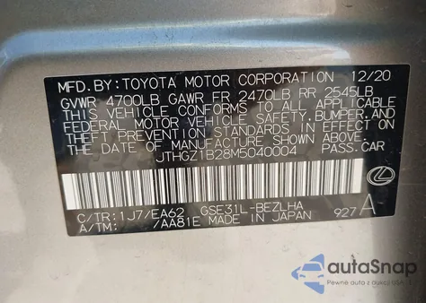 2021 Lexus Is 350 F Sport z USA, uszkodzony, nr VIN JTHGZ1B28M5040004